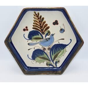 Handcrafted Ken Edwards Studio Ceramic Wall Plate Tonala Mexico Folk Art Pottery